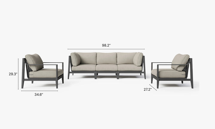 Outer Charcoal Aluminum Outdoor Sofa with Armchairs - 5 Seat