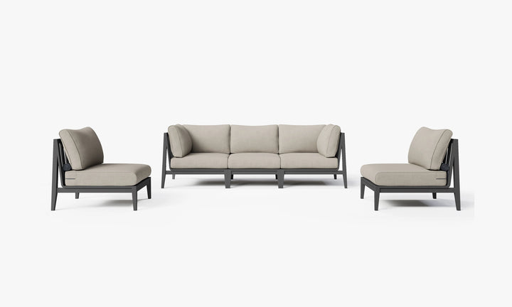 Outer Charcoal Aluminum Outdoor Sofa with Armless Chairs - 5 Seat