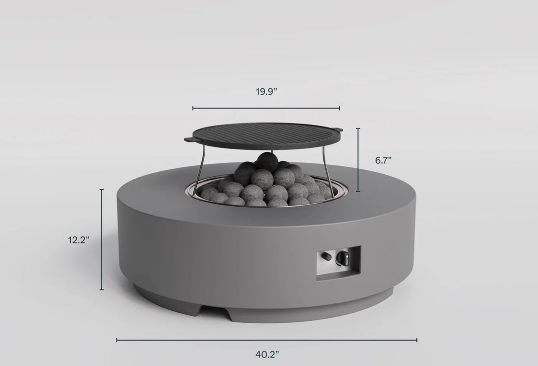 Outer Round Concrete Fire Pit Table Cooking Set + Propane Tank Cover