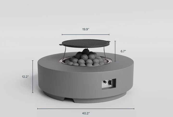 Outer Round Concrete Fire Pit Table Cooking Set + Propane Tank Cover
