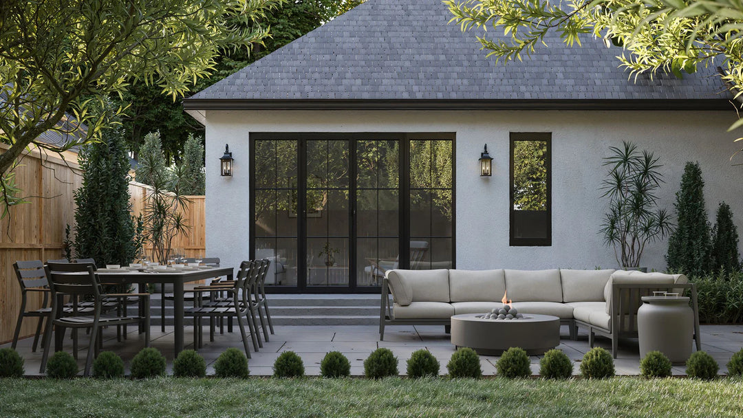 OuterStone Outdoor Dining Table + 8 595 Dining Armless Chairs