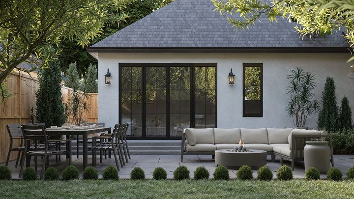 OuterStone Outdoor Dining Table + 8 595 Dining Armless Chairs