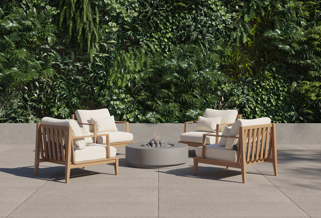 Outer Round Concrete Fire Pit Table Cooking Set + Propane Tank Cover