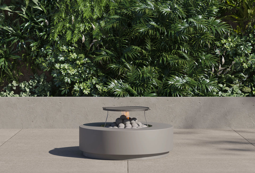 Outer Round Concrete Fire Pit Table Cooking Set