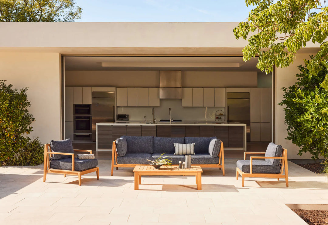 Outer Teak Outdoor Sofa with Armless Chairs - 6 Seat