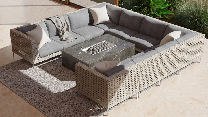 Outer Open Weave Wicker Outdoor 8-Seat U-Sectional