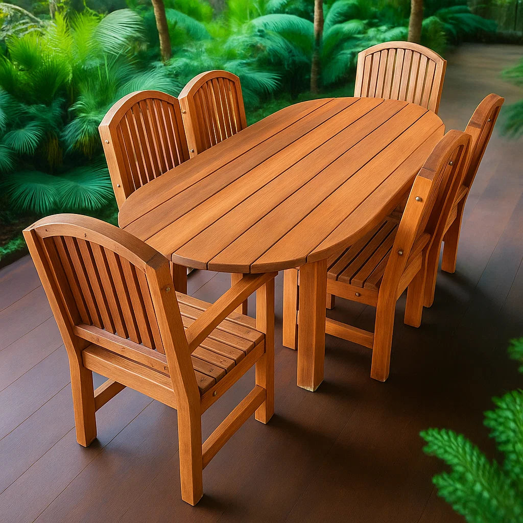 Farmhouse Oval Redwood Dining Table