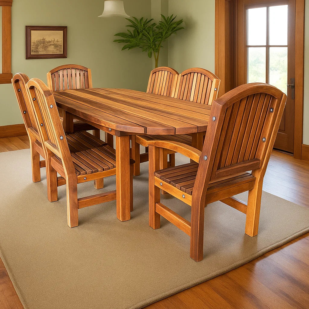 Farmhouse Oval Redwood Dining Table