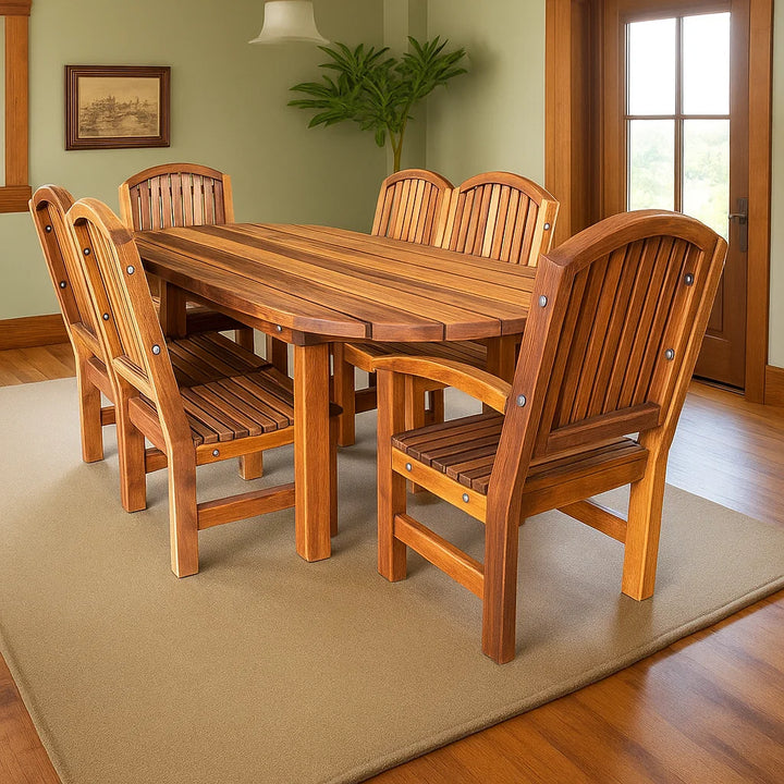 Farmhouse Oval Redwood Dining Table