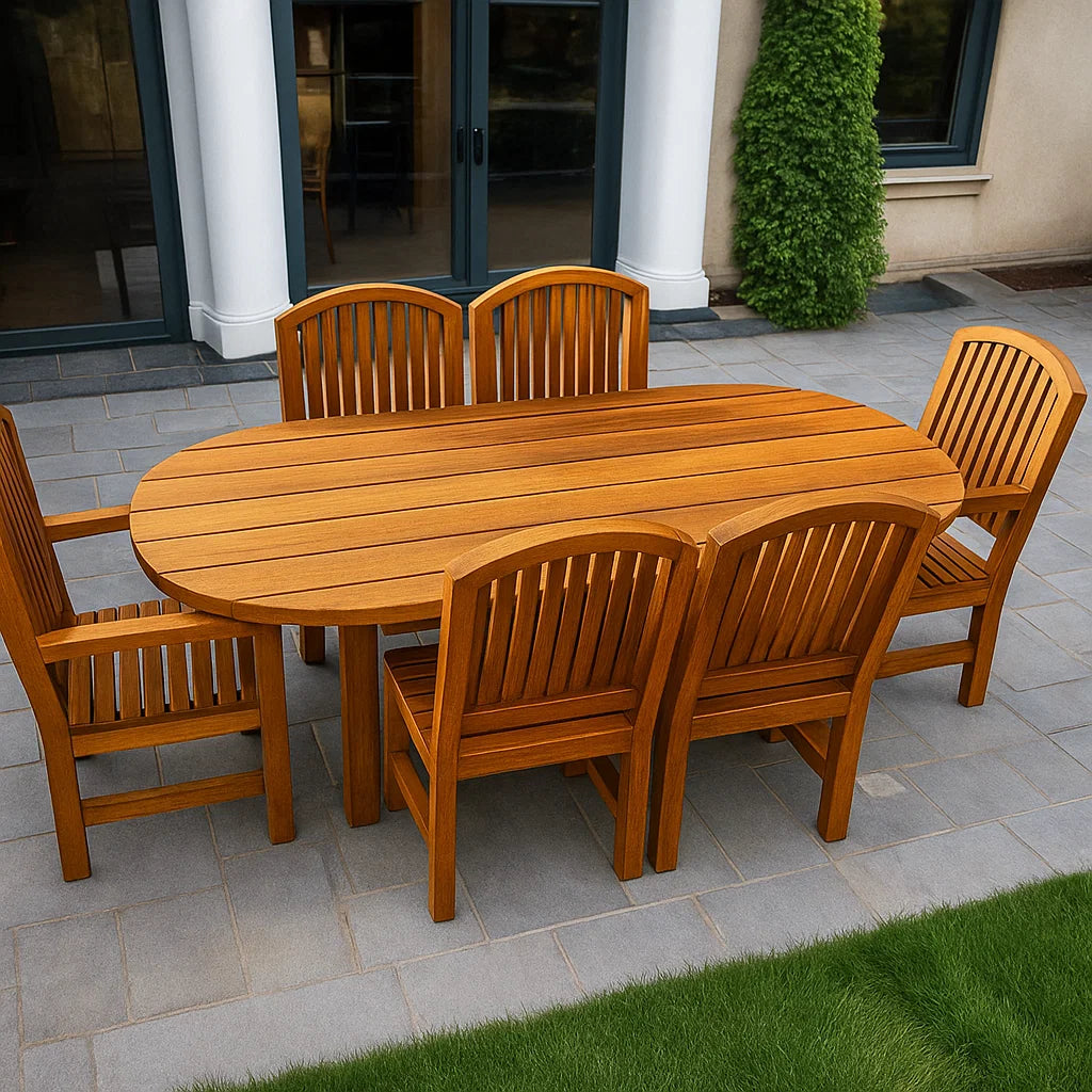 Farmhouse Oval Redwood Dining Table
