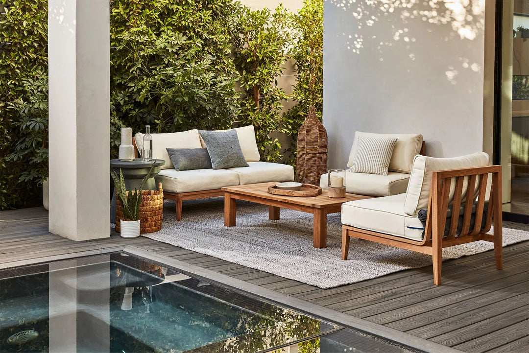 Outer Teak Outdoor Sofa with Armless Chairs - 6 Seat